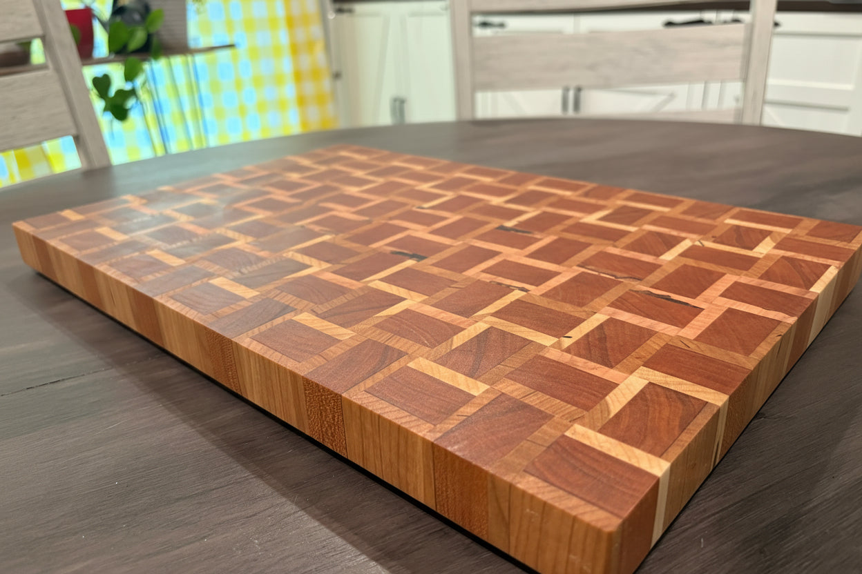 Cherry and Maple Endgrain Basket Weave Cutting Board