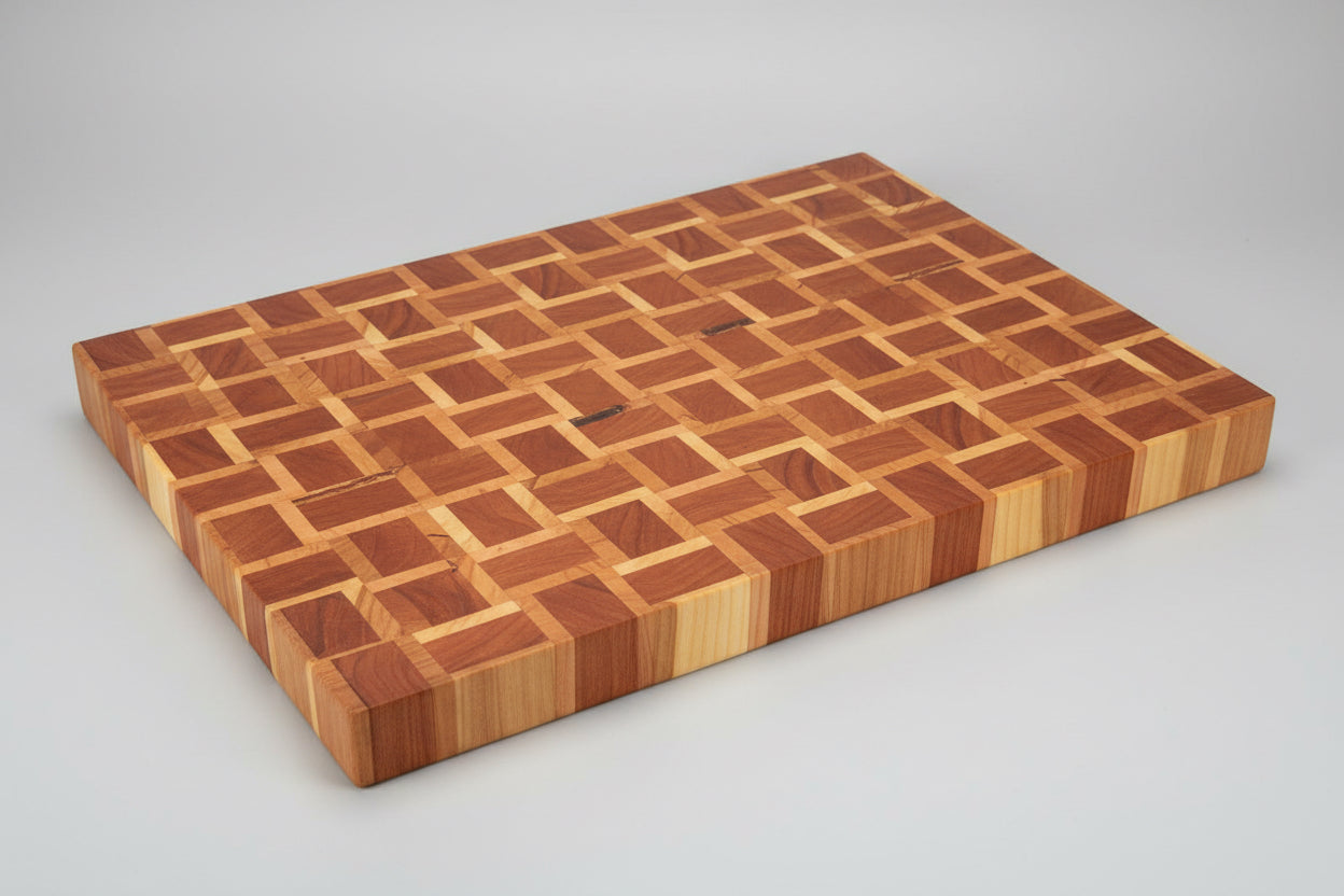 Cherry and Maple Endgrain Basket Weave Cutting Board