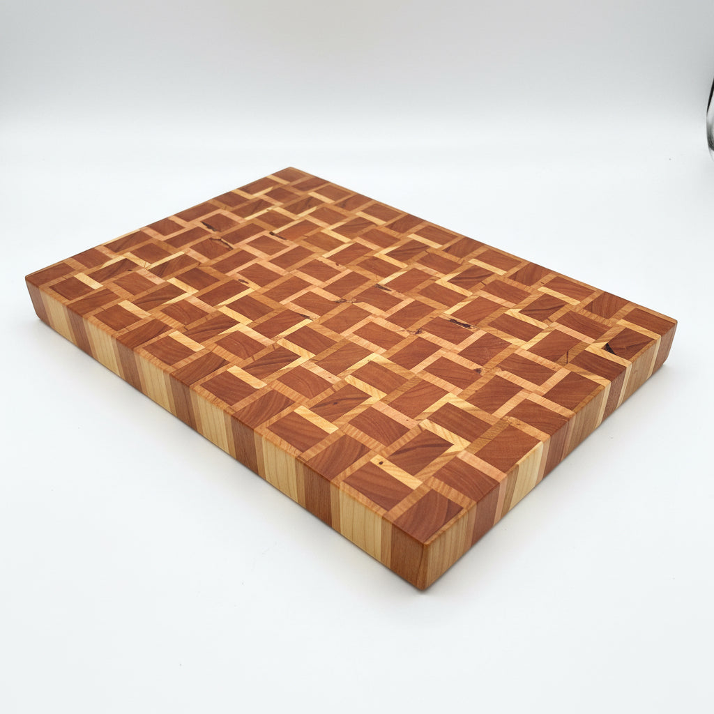 Cherry and Maple Endgrain Basket Weave Cutting Board